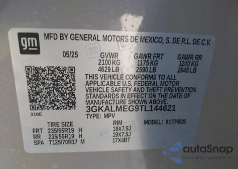 2026 GMC Terrain Elevation from USA, damaged, VIN 3GKALMEG9TL144621